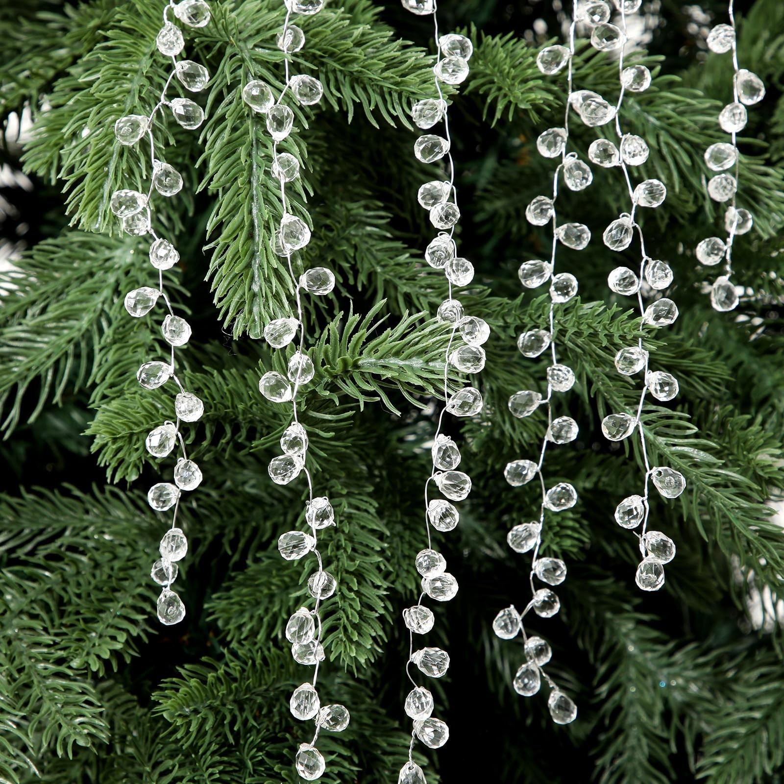 4 Pack Crystal Ice Drop Christmas Tree Picks 17.7 Inch Clear Acrylic Christma…