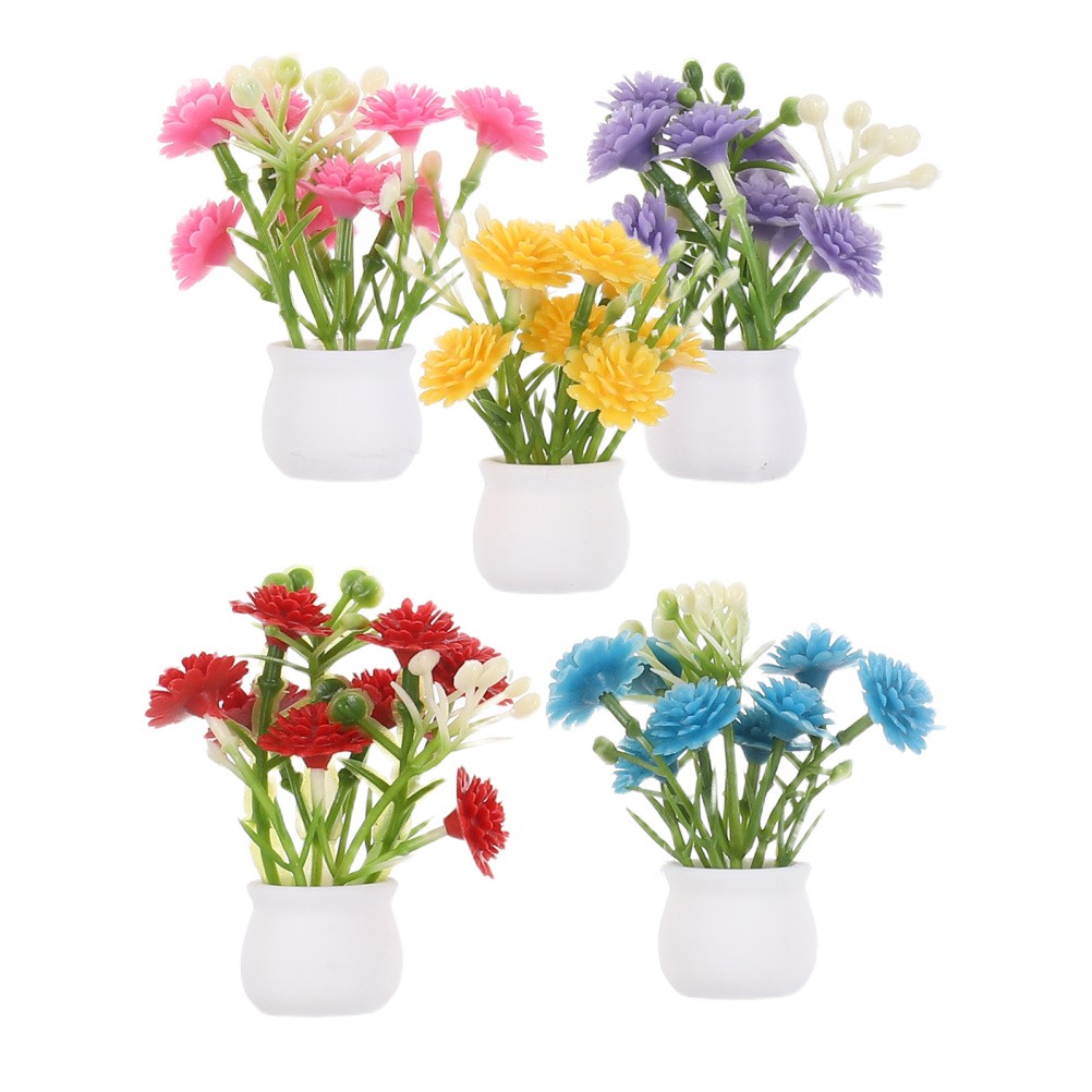 5 Pcs Miniature Flower Vase for Dollhouse Decorations Artificial Plant