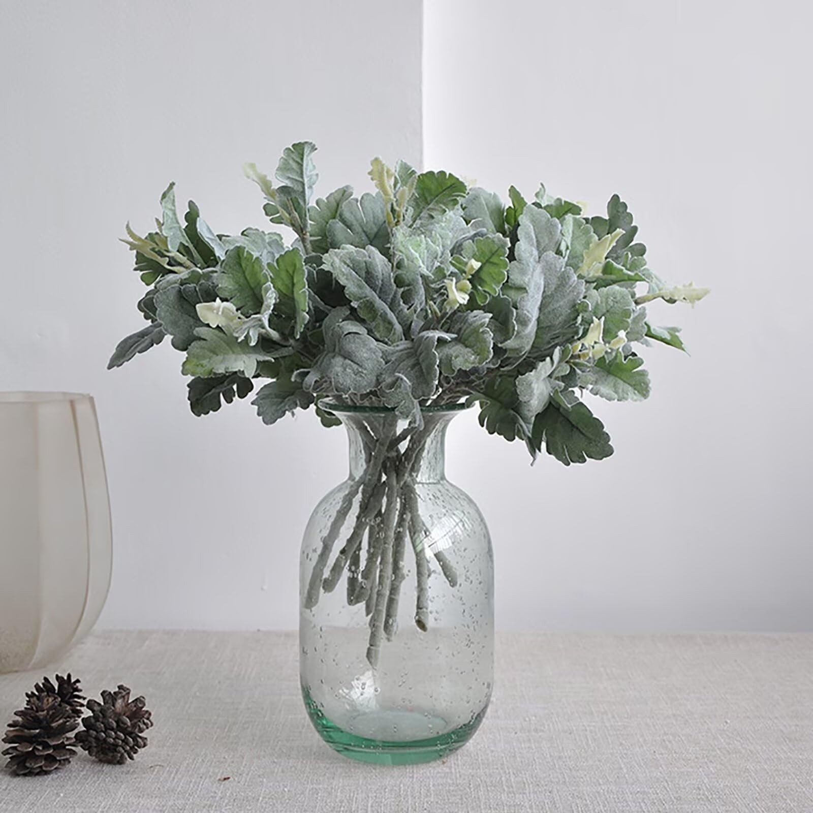 10Pcs Artificial Dusty Miller Bush Greenery Faux Green Dusty Miller Plants Fa…
