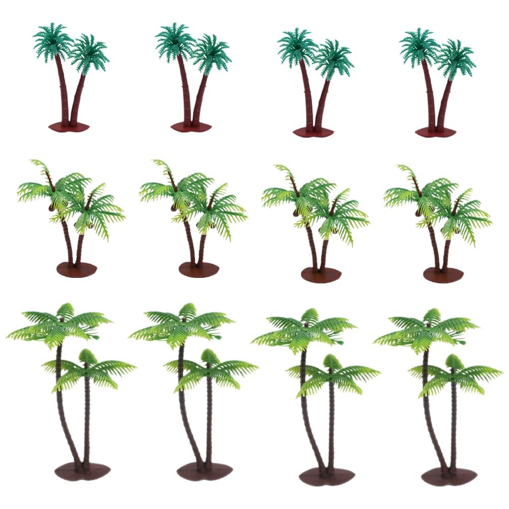 12Pcs Artificial Coconut Tree Model Set Miniature Palm Trees for Indoor Decor…