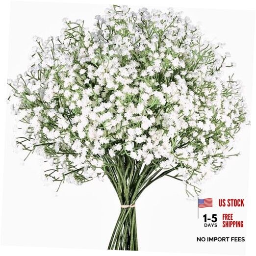 Babys Breath Artificial Flowers,12 Pcs Gypsophila Faux Flowers for 12pcs White