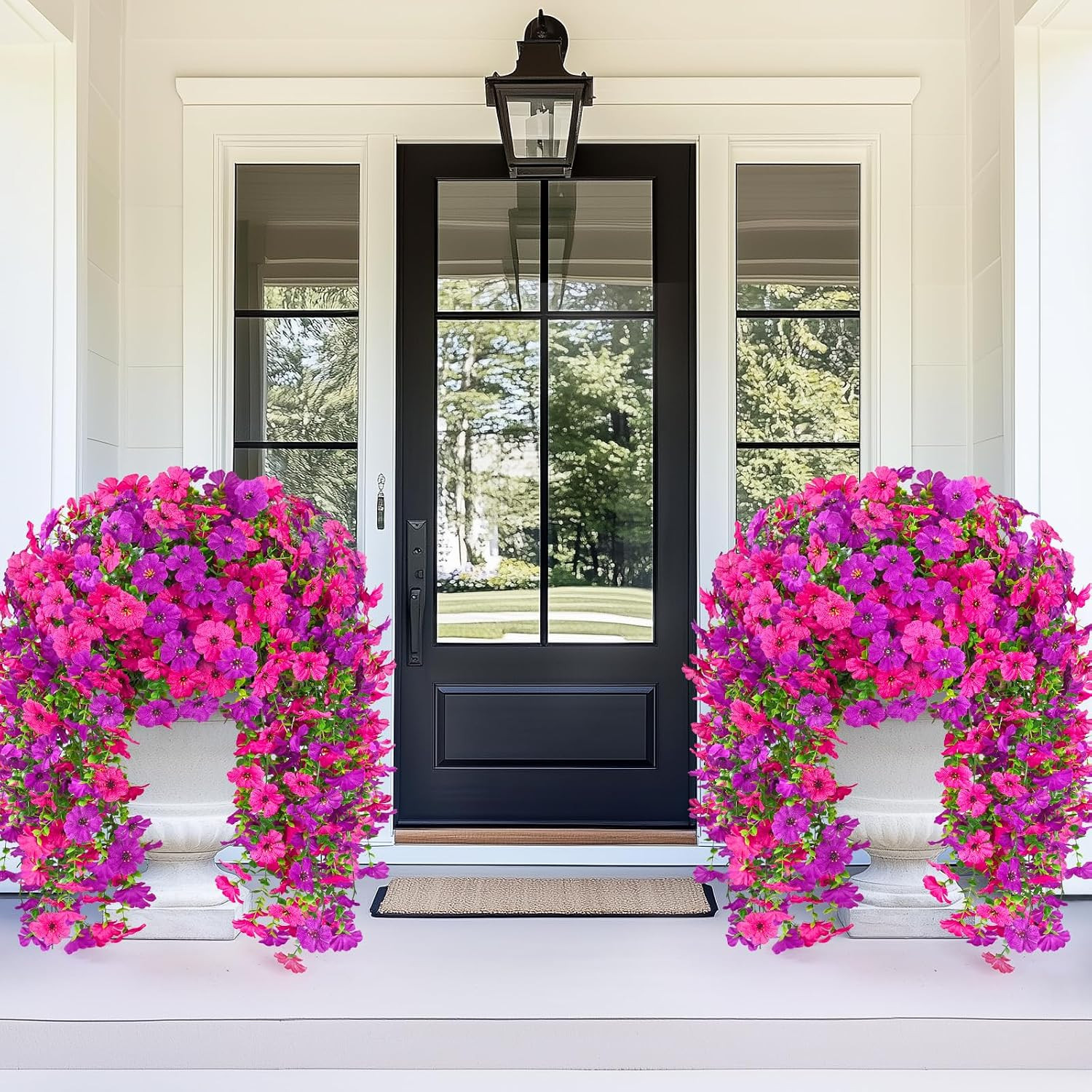 4 Pcs Look Real Artificial Flowers for Outdoors, Realistic Fake Artificial Hangi