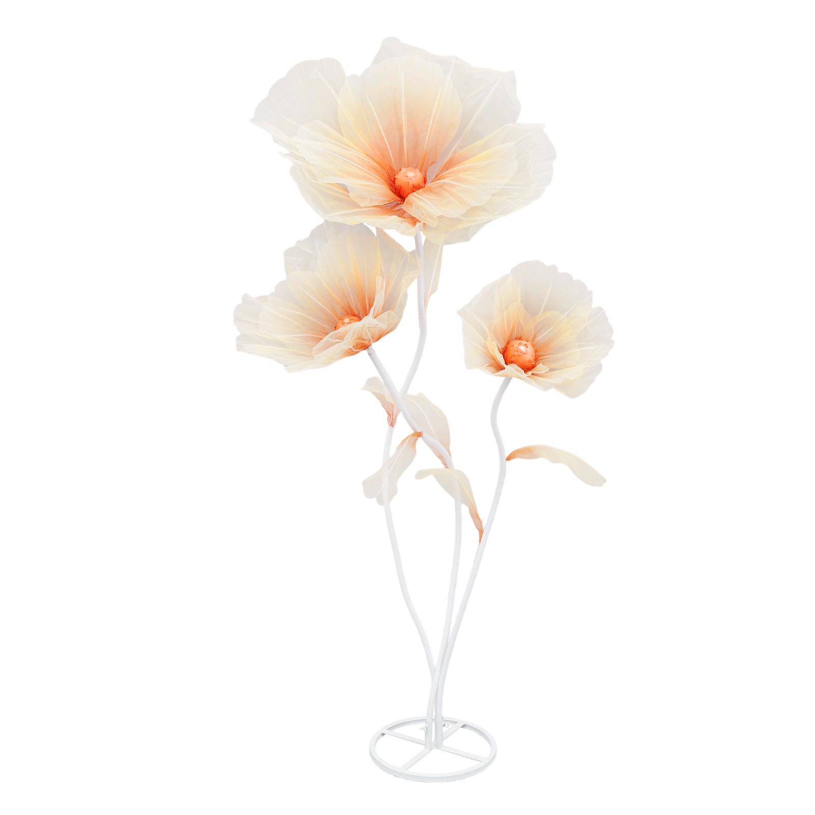 3-Head Giant Artificial Flower Decor,Floor Standing Adjustable Artificial Flower