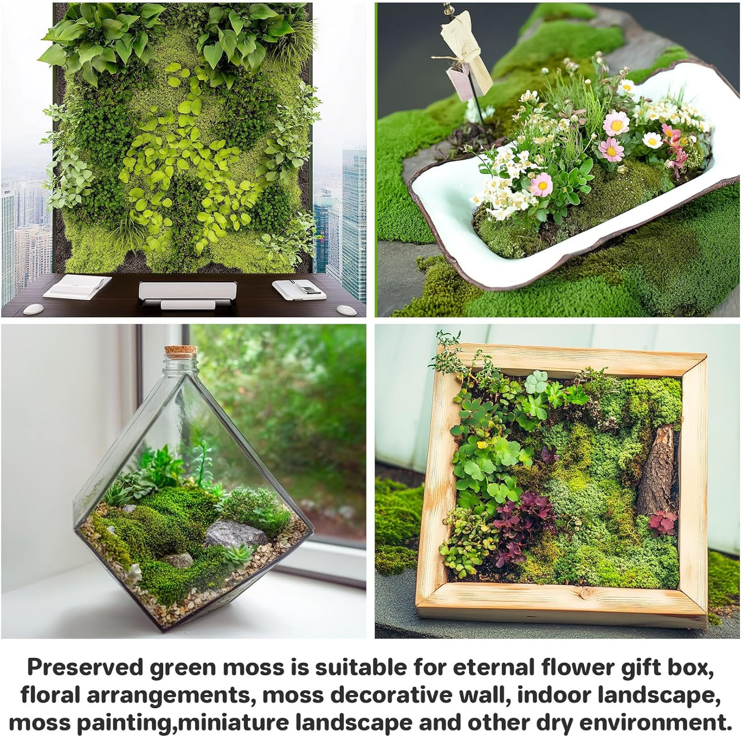 3.5 OZ Preserved Moss Natural Green Faux Moss for DIY Crafts Floral Decor
