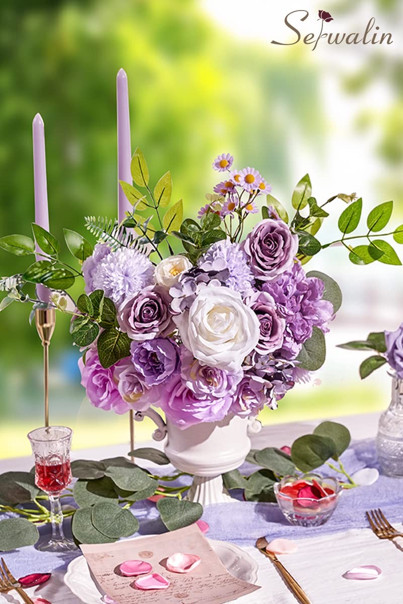 Serwalin Artificial Flowers Silk Flowers Wedding Cake Flowers Purple Fake Flo…