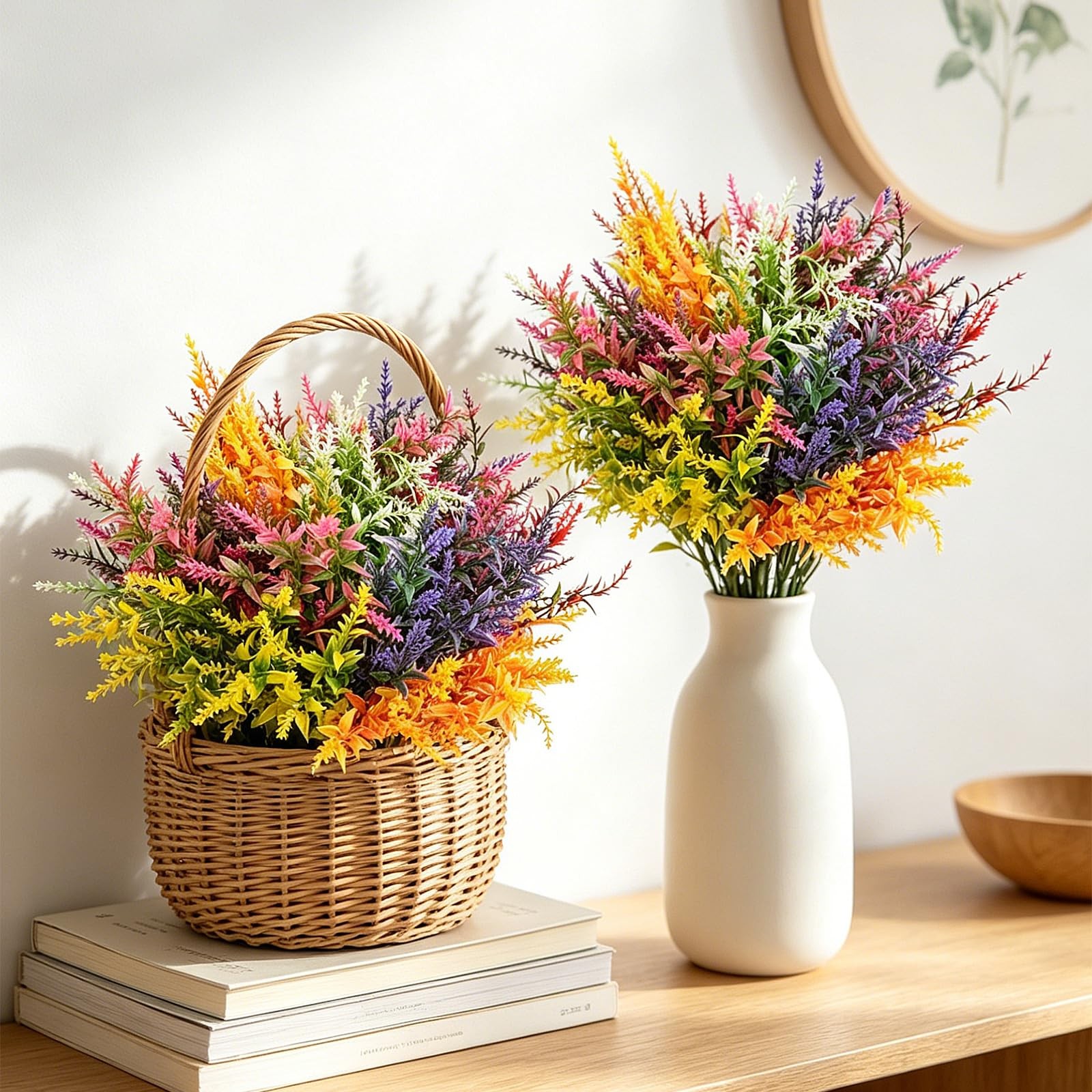 14 Bundles Artificial Flowers for Outdoor, UV-Resistant Faux Wheat Ear Flower…