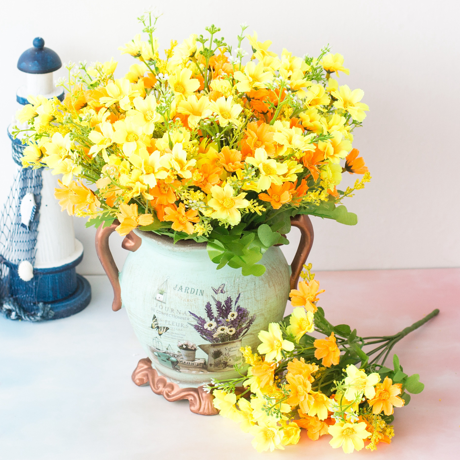 28 Heads Simulated Chrysanthemum Flower Decor Balcony Hanging Basket Floral