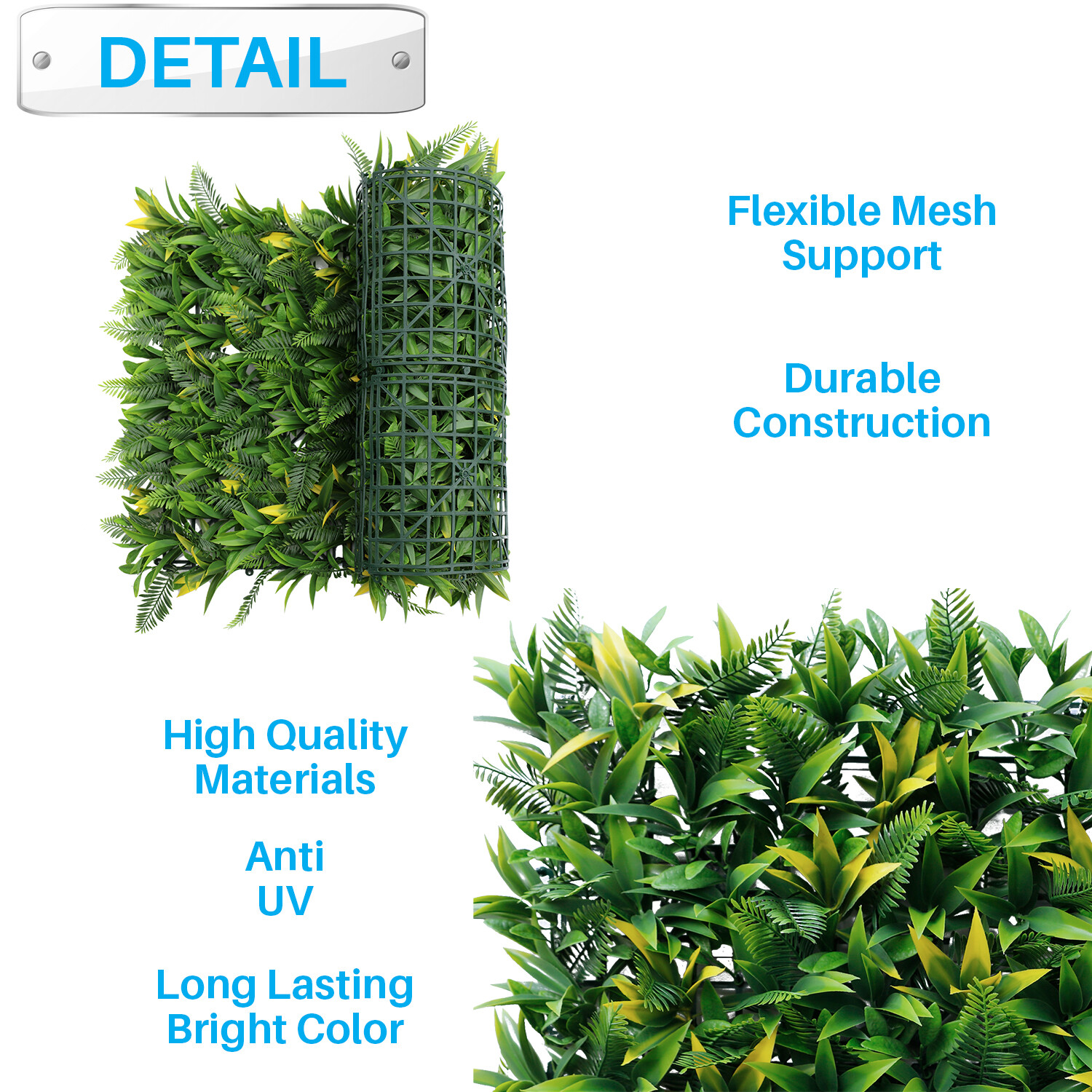 40×40″ Artificial Boxwood Wall Hedge Mat Plant Panels Outdoor Grass Fence