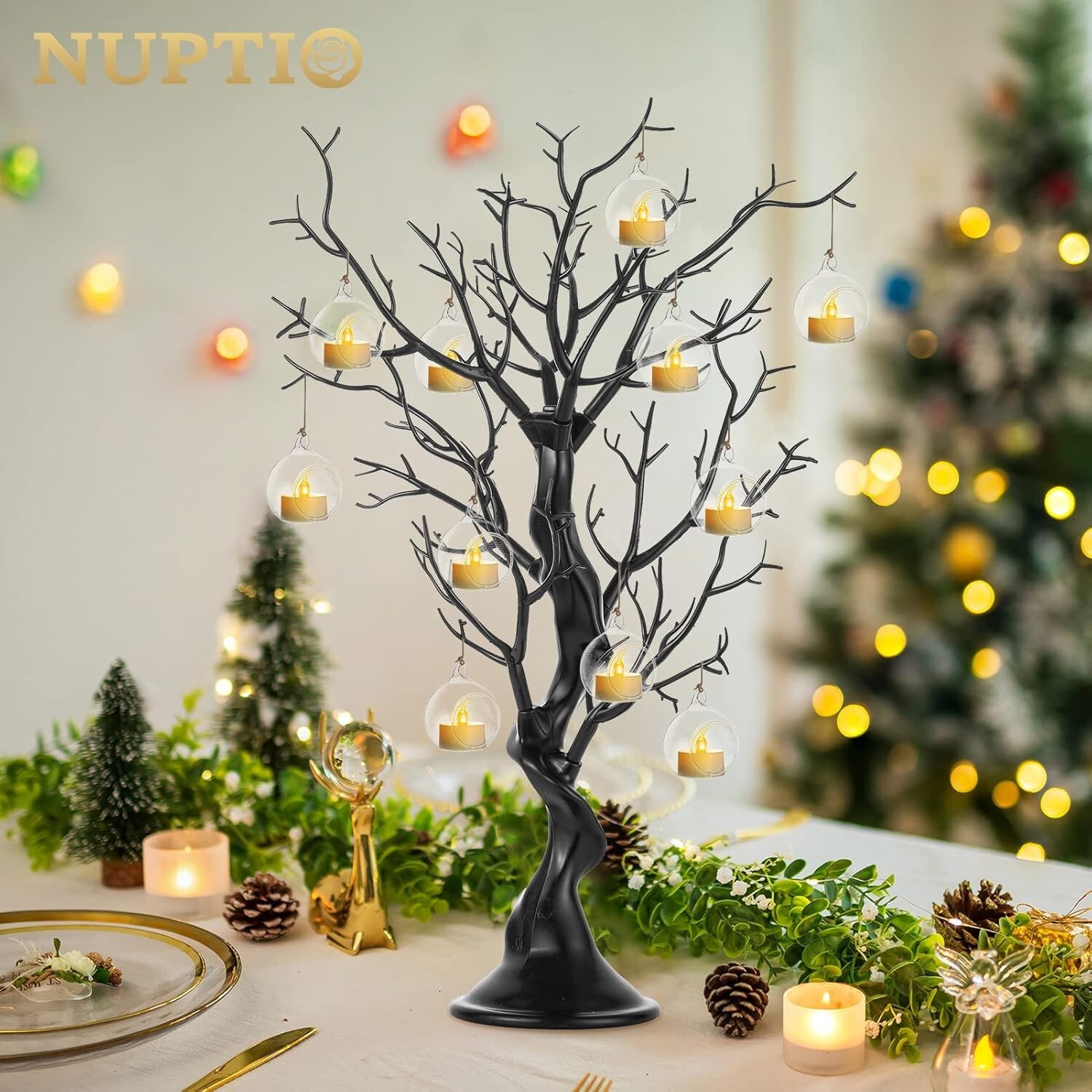 Portable 22.8in Black Christmas Ornament Display Tree – For Year-Round Decor