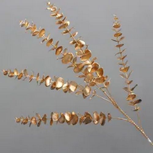 Golden Artificial Maple Eucalyptus Plant Leaves Branch Home Hotel Display Decor