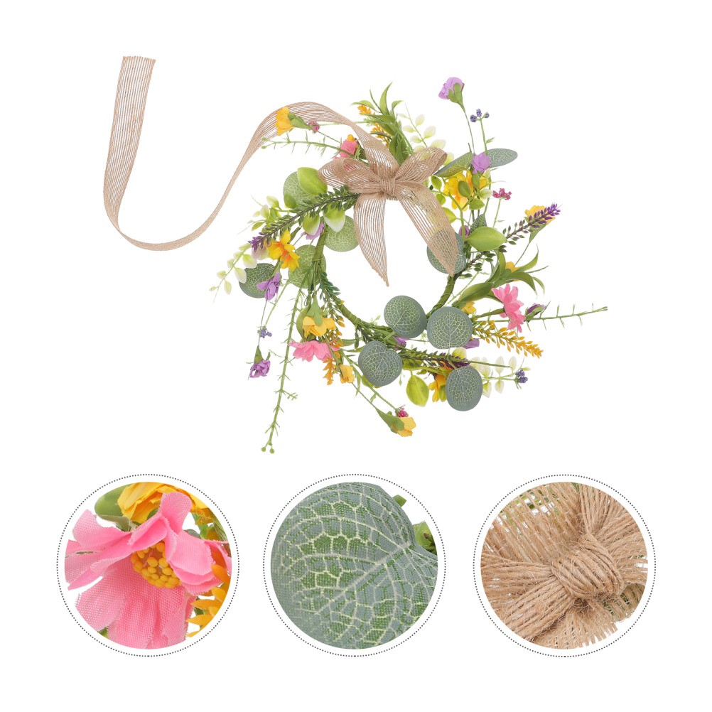 2 Pcs Party Decoration Garland Hanging Wreath Spring with Flowers Ornaments