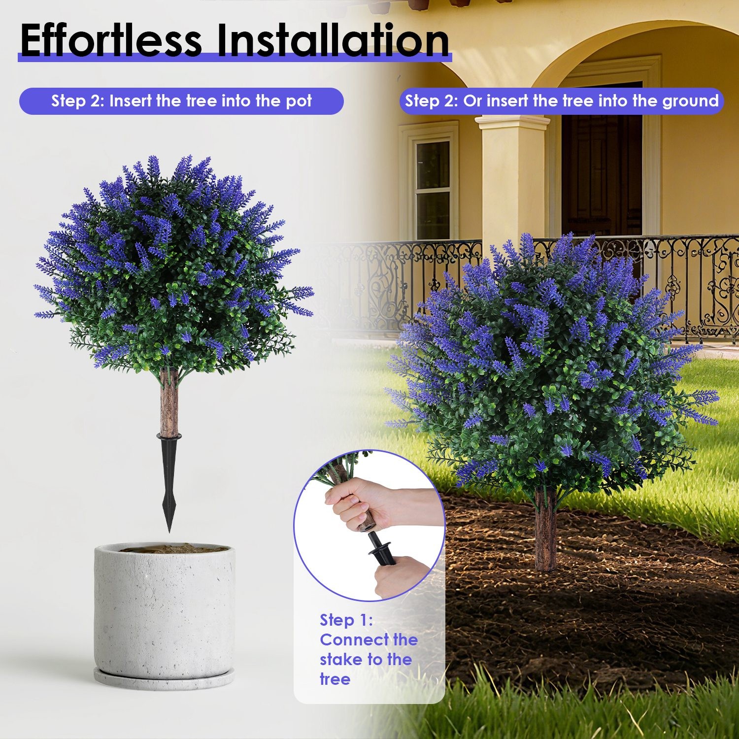 2Pack Artificial Lavender / Peanut Tree Realistic Plants Outdoor Indoor Decor
