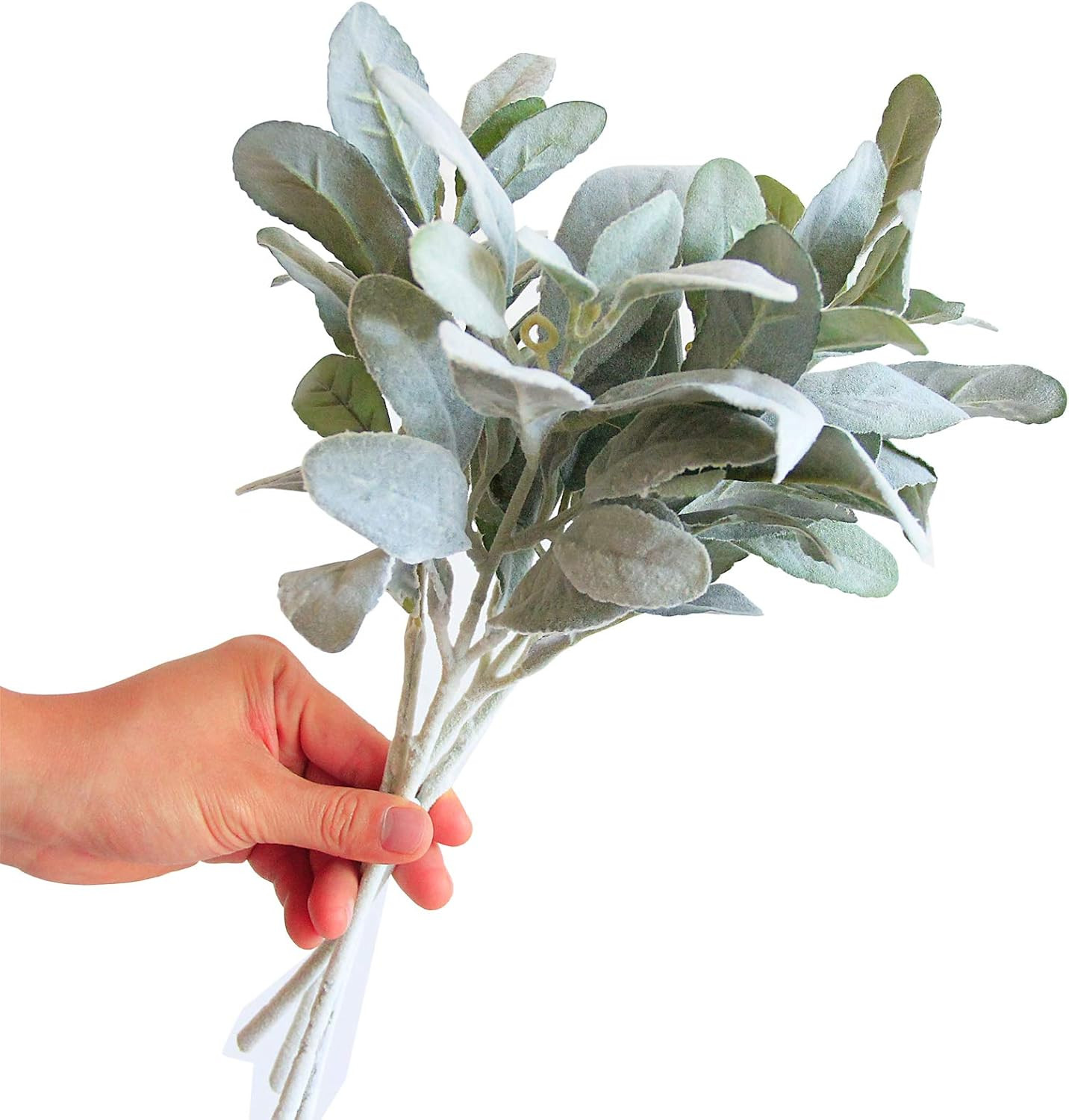 Artificial Flocked Lambs Ear Leaves Dusty Miller Stems Flocked Oak Leaves Lamb’S