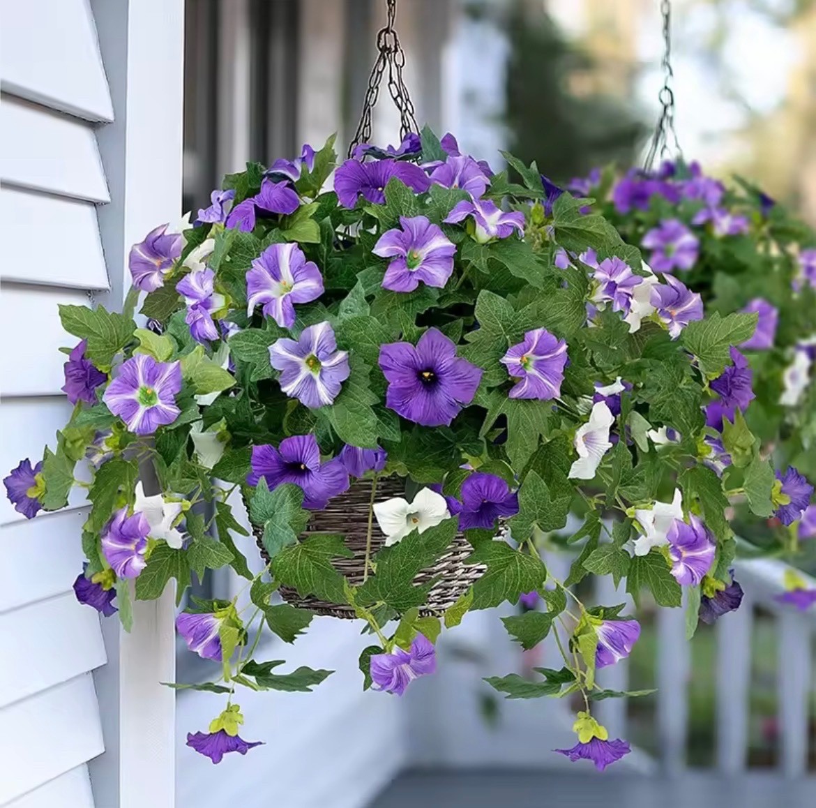 Artificial Purple Petunia Flowers Outdoor UV Resistant Hanging Garden Decor