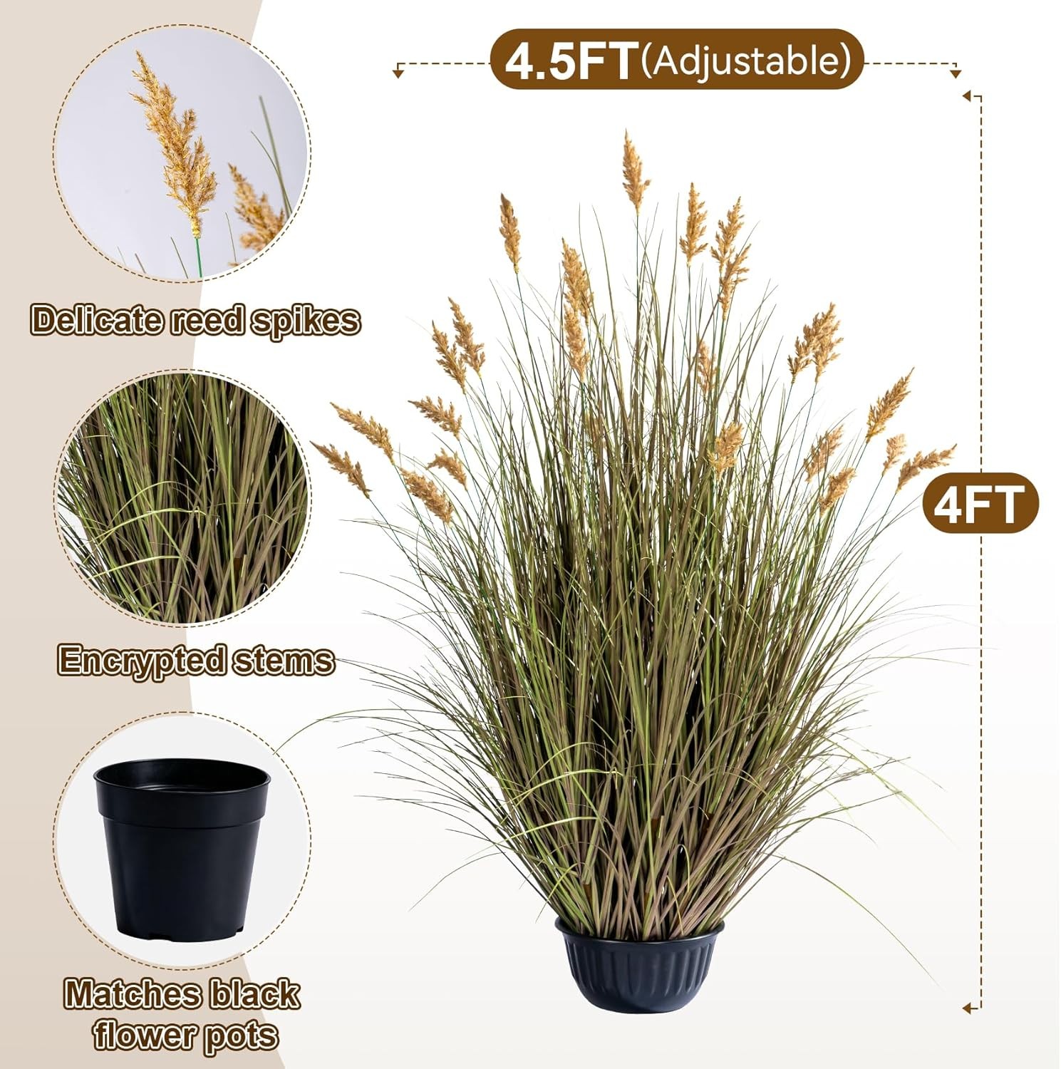 2 Pack Lifelike Faux Plastic plantas Synthetic Pampas Grass Indoor Outdoor