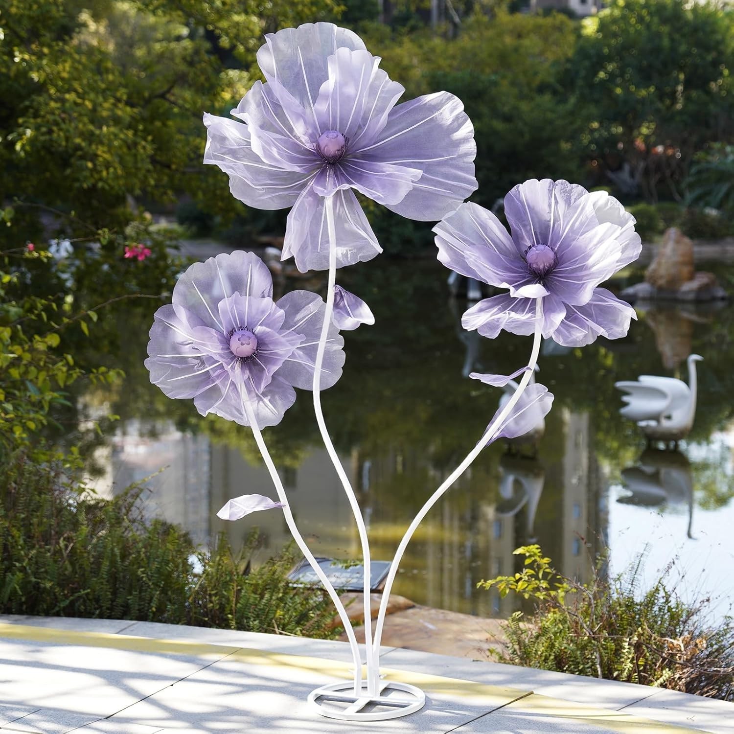 Giant Flowers Decoration W/ Stand,Floor Standing Oversized Large Organza Flowers