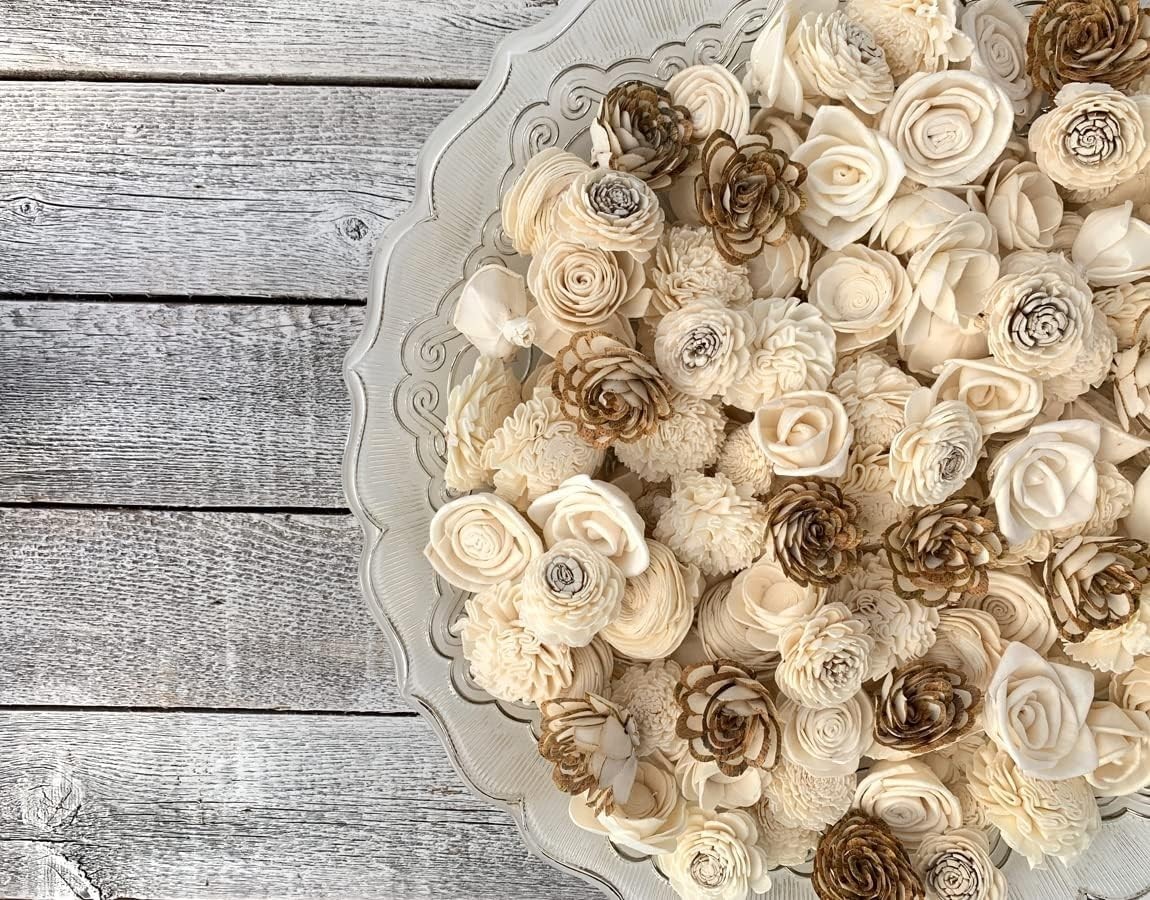 Mini Sola Wood Flowers Random Assortment – Set of 50 (Size Natural & Skin