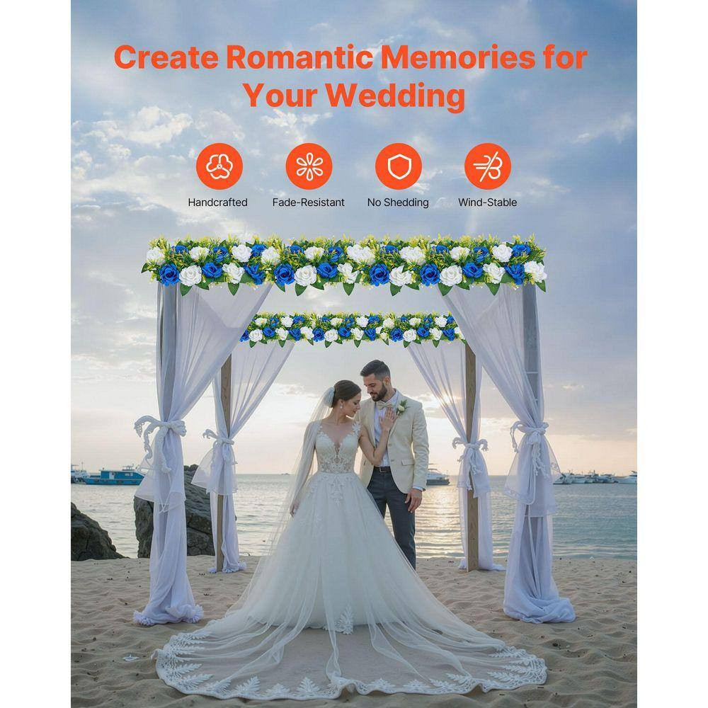 4.7 In. H Blue and White Roses Artificial Flower Ball Arrangement Bouquet 10-Pie