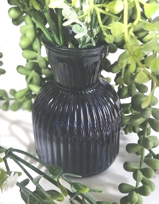 Artificial Greenary With Blue Vase. 4.5 Tall W/o Greenary No Care Decoration