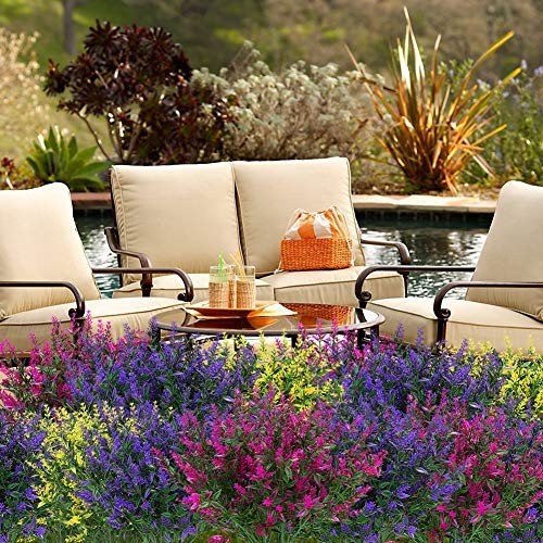 8 Pack UV Resistant Artificial Lavender Flowers Faux Shrubs Outdoor Indoor Decor