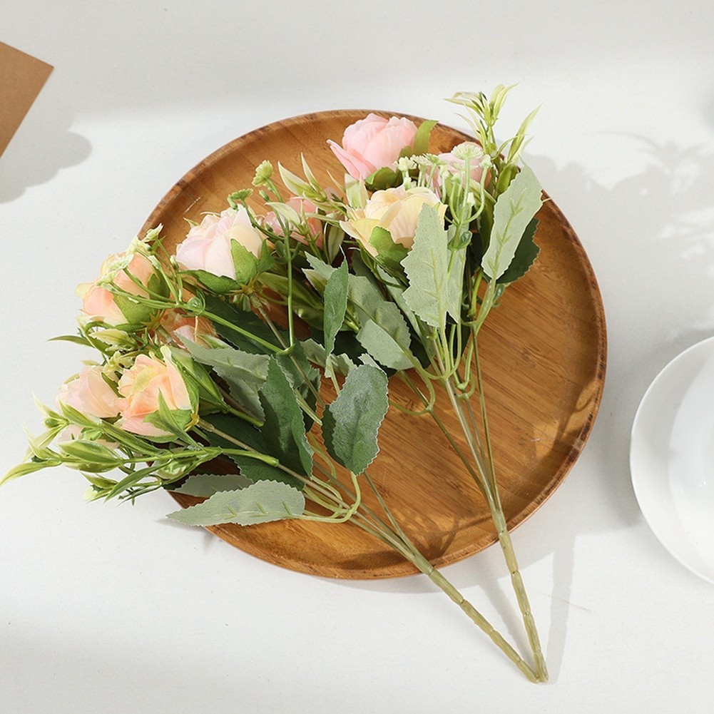 Wedding Decor Silk Rose Bouquet 5 Bloom 32cm for Bridal Shower and Anniversary