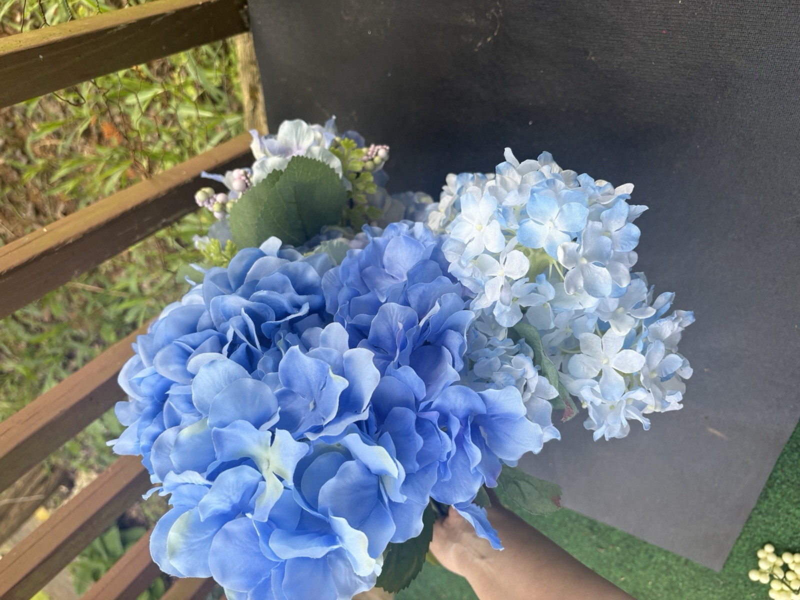 Blue Hydrangea Artificial Flowers 24pc Faux Hydrangea Flowers, Fake Flowers