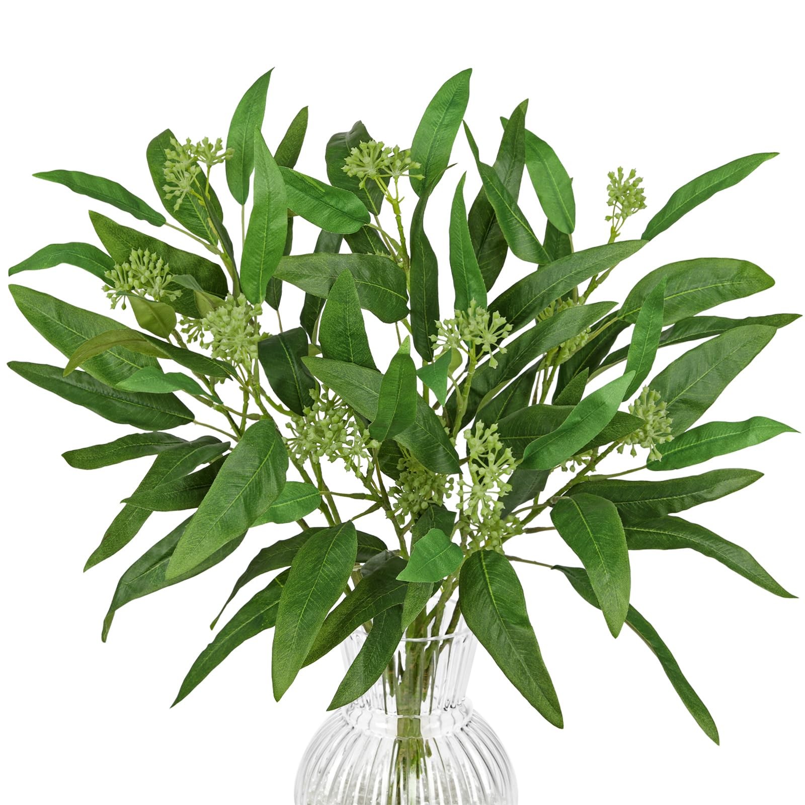 9Pcs Artificial Eucalyptus Stems Willow Eucalyptus Leaves, 18.5″ Fake Greener…