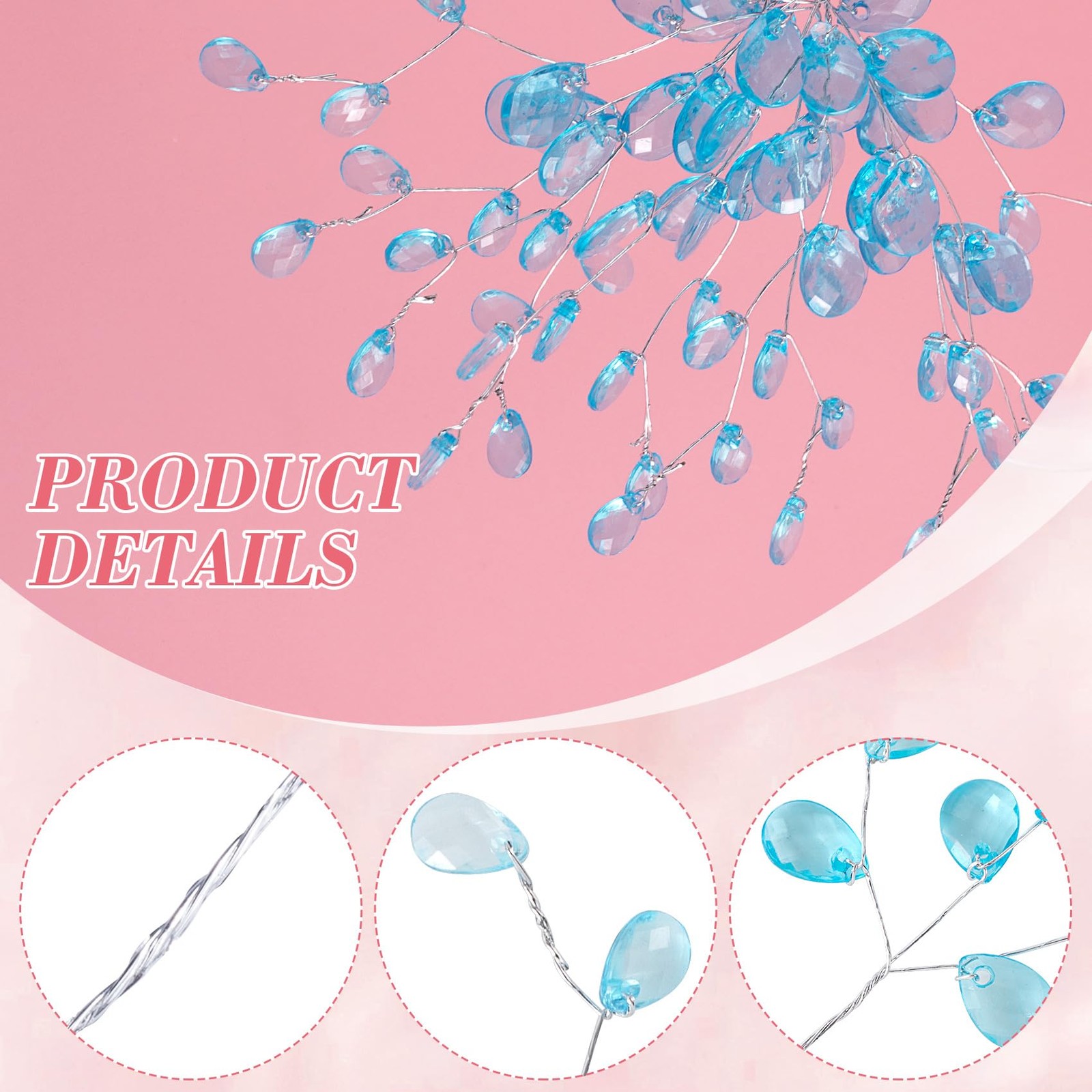 25pcs Acrylic Crystal Flower Branches Artifial Bead Drop Bouquets Glitter Flo…