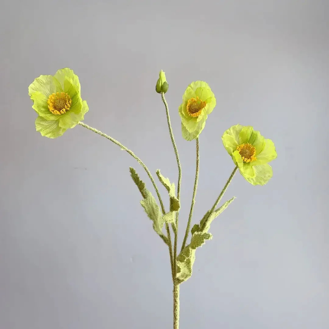 Artificial Flowers Fake Poppy Silk Flowers Long Stem Housewarming Garden Table W