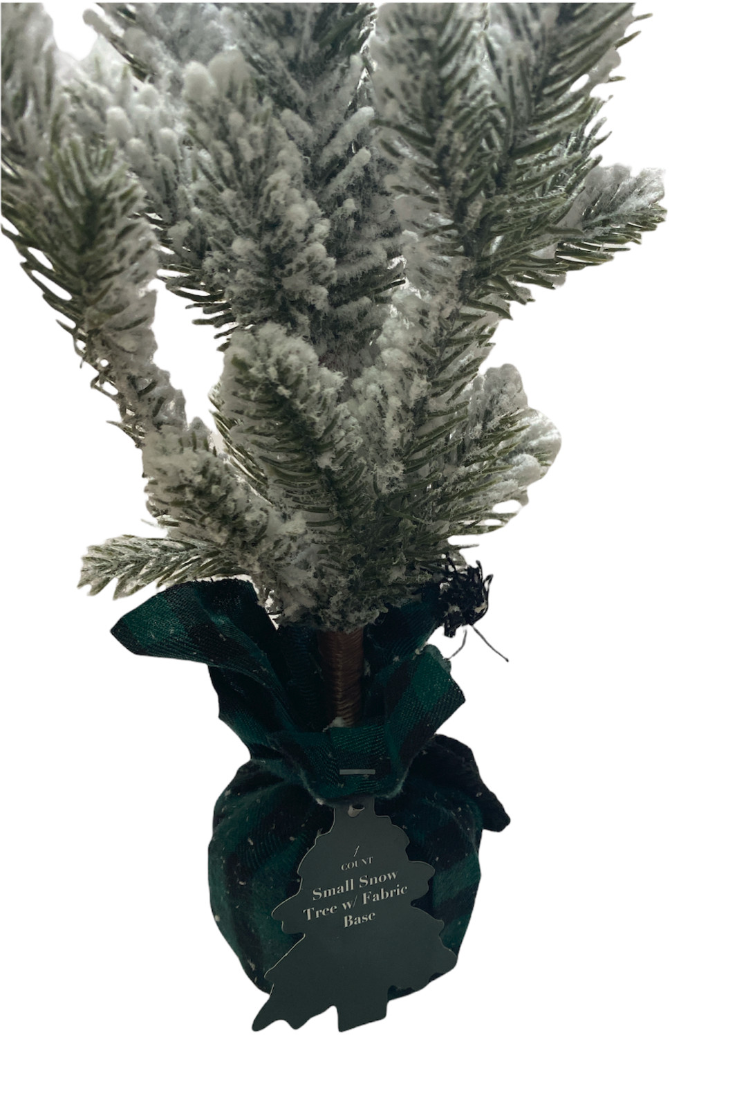 13″ Mini Artificial Christmas Tree w/White Snow Flocked Balsam Fir Potted Decor