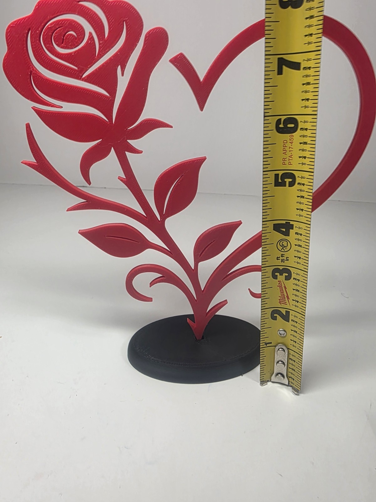 Rose Heart 3d Printed Decor With Stand Love Gift Home Decoration
