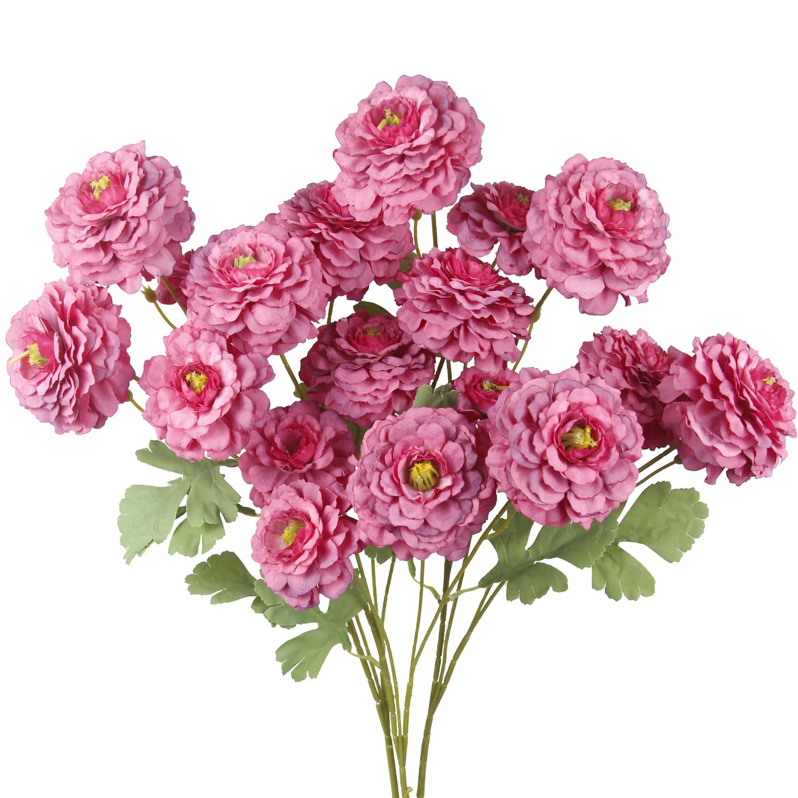 3 Pcs Artificial Flowers Spring Summer Rose Red Zinnia Silk Flowers with Long…