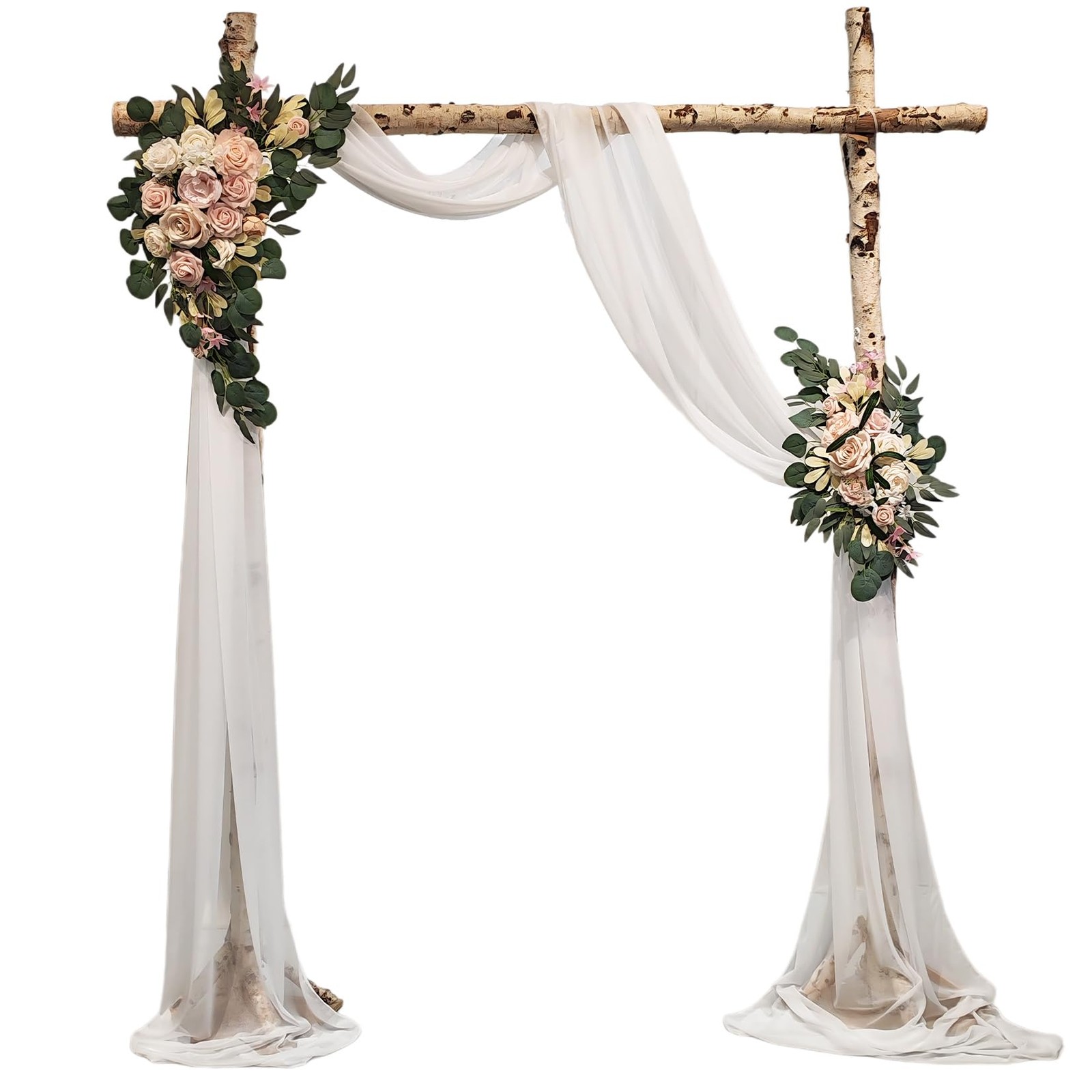 Arch Flowers Drapes Kit Artificial Decor Wedding Ceremony Backdrop White 3 PCS