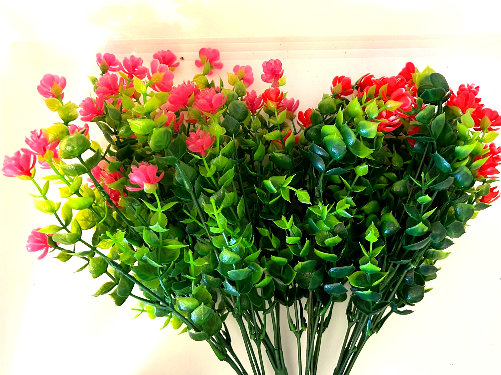 10 Bundles Multi-Color Artificial Flowers Indoor/Outdoor + Led String Lights New