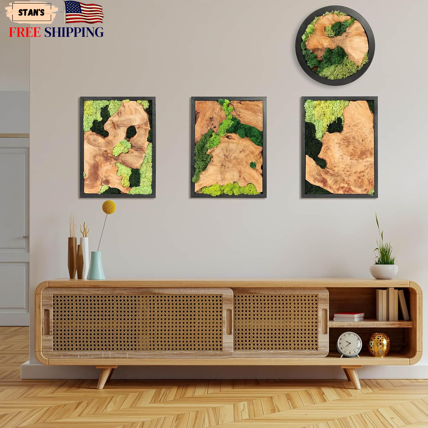 Rustic Natural Moss Wall Art Handcrafted Decor for Any Room No Maintenance NEW