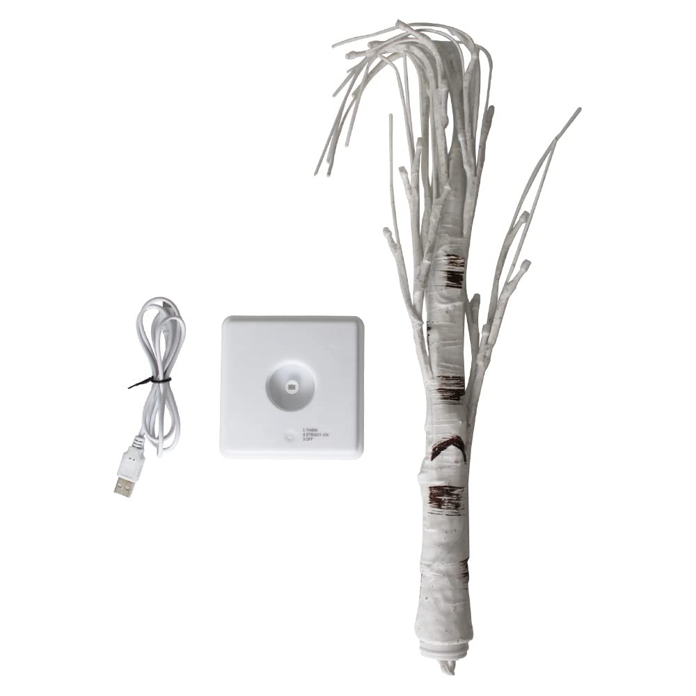Tree Lamp, 2FT 24LT LAMP, Birch Tree-Warm White, Modern, Metal, Tabletop, Bat…