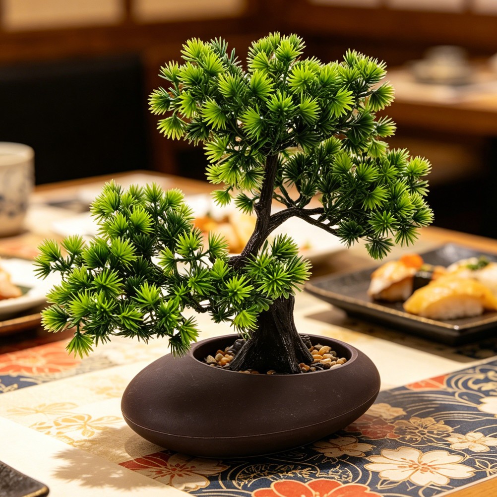 Green Artificial Pine Tree for Sashimi Plate Detailed Japanese Cuisine Decor