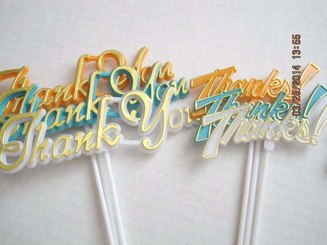 Floral Picks THANKS, THANK YOU, THANKS FOR A JOB WELL DONE, 3, 6 or 12/Pk NEW!