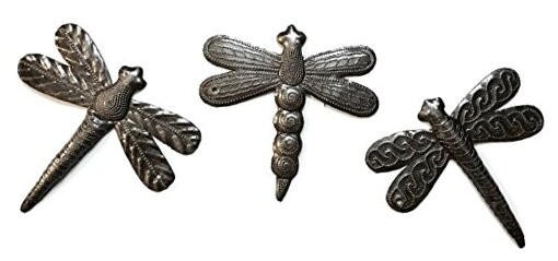 Set of 3 Small Garden Dragonflies 6 Inches, Decorative Wall Hanging Plaques,