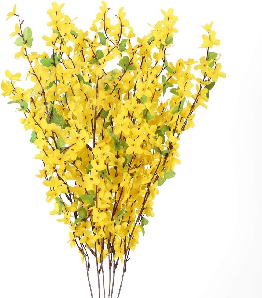 Silk Yellow Faux Flowers 6 Pcs 25.5 Inch Perfect for Bouquets and Arrangements