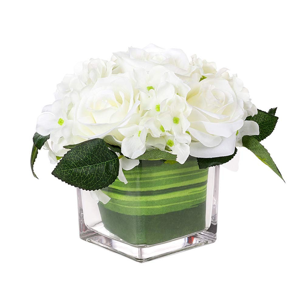 Artificial Silk Rose Flower Centerpiece Arrangement in vase for Home Wedding …