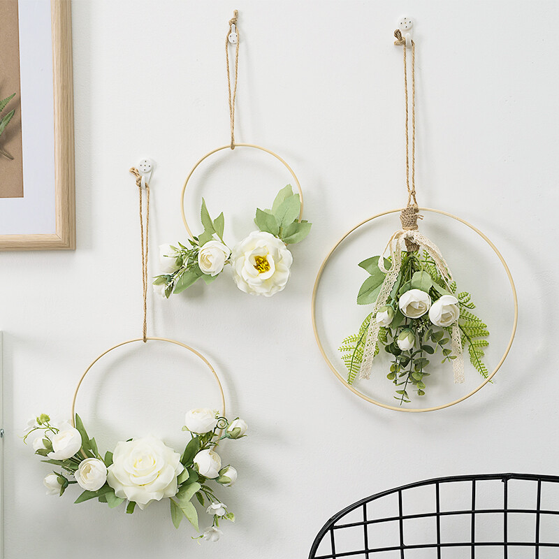 Nordic Bamboo Wreath Artificial Plant Garland Wall Pendant Wedding Hanging