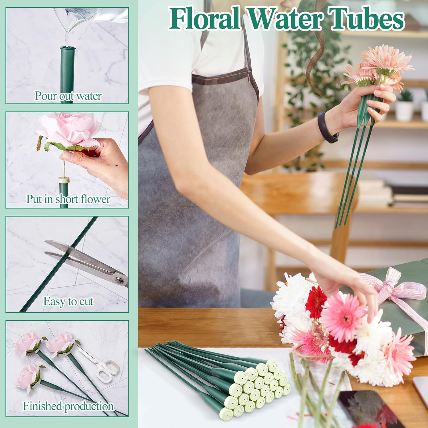 90 Pack 12 Inch Stem Water Tubes w/ Caps Vials for Floral Arrangement