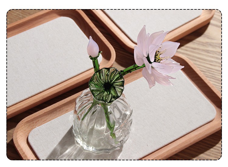 A Set Colored Glaze Lotus Flower Handmade Glass Preserved Flower(NO Vase)