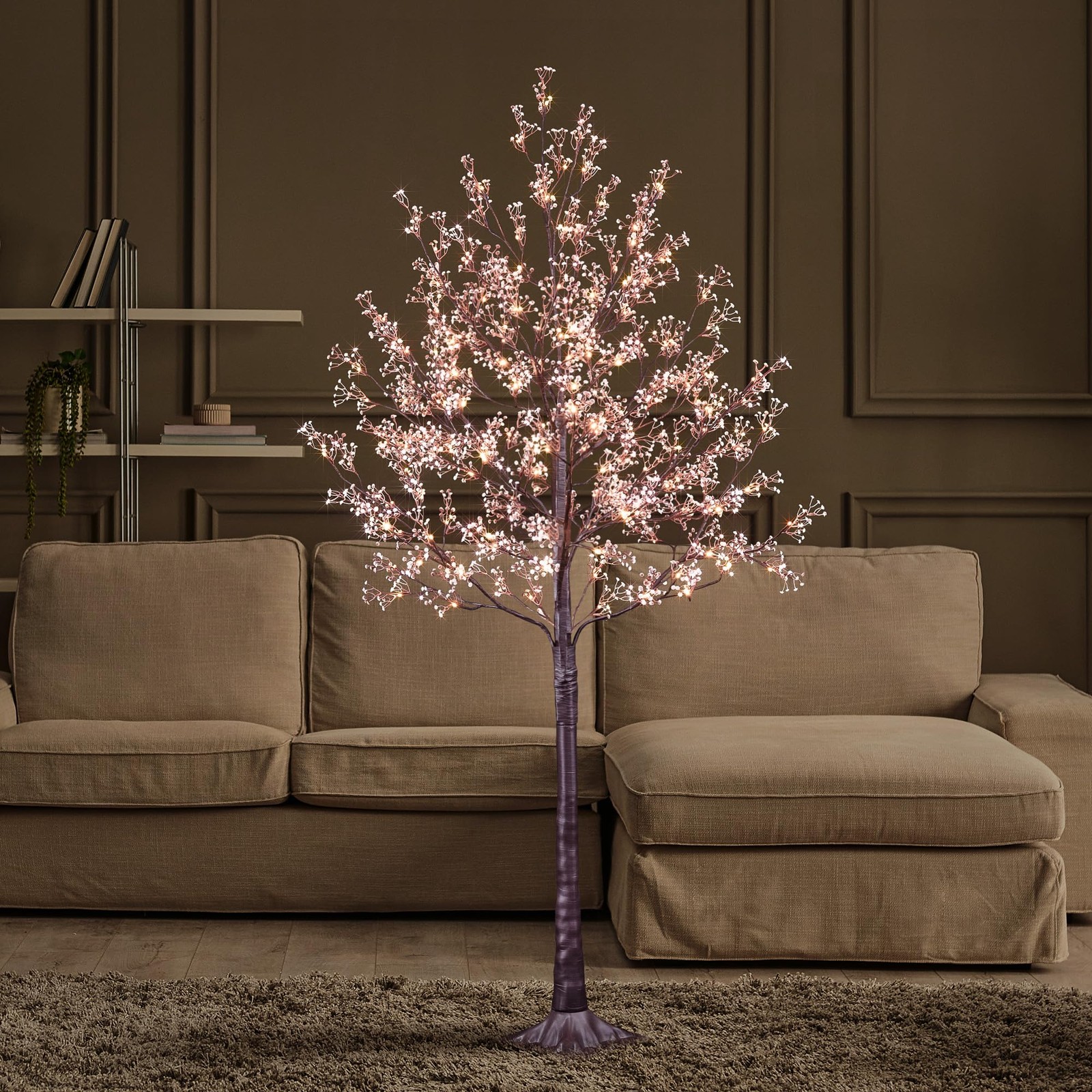 Lighted Gypsophila Tree 6FT 176 LED Artificial Baby Breath Flowers with Light…