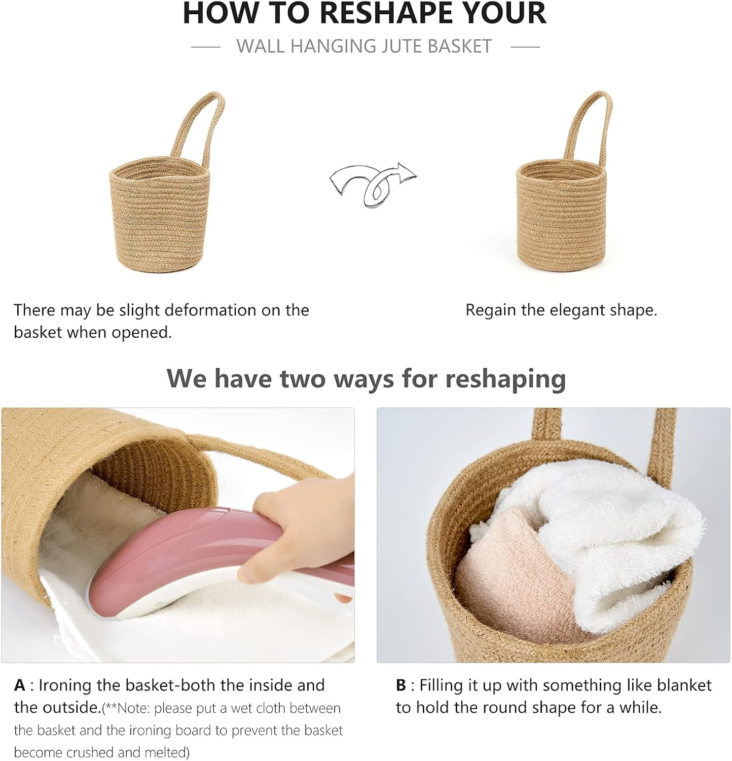 2 Pack Wall Hanging Rope Basket (6.5″W×7″H) with Artificial Eucalyptus, Jute Wov
