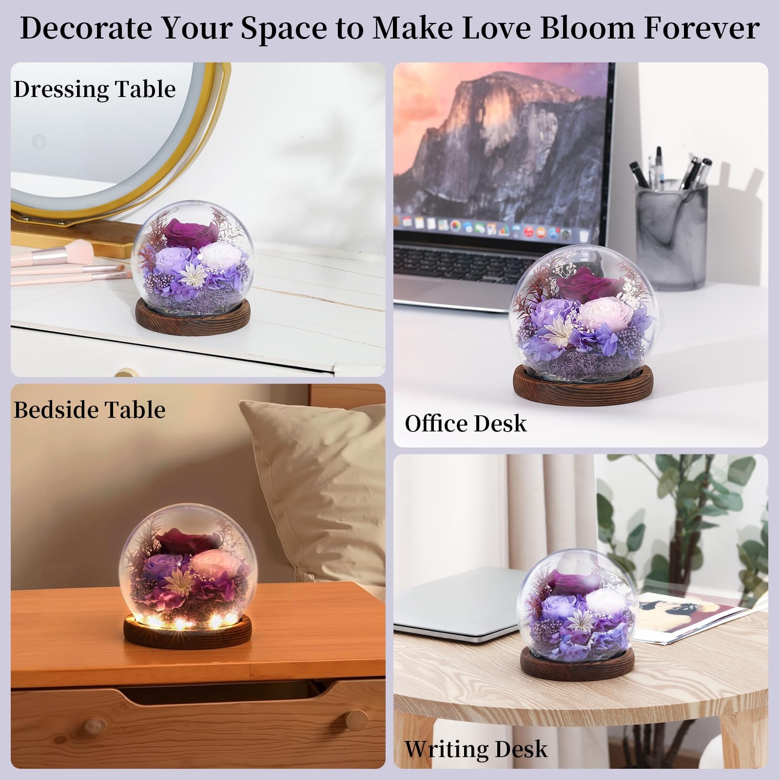 Mother’s Day Eternal Rose Gifts for Mom, Preserved Real Rose in Glass Dome with