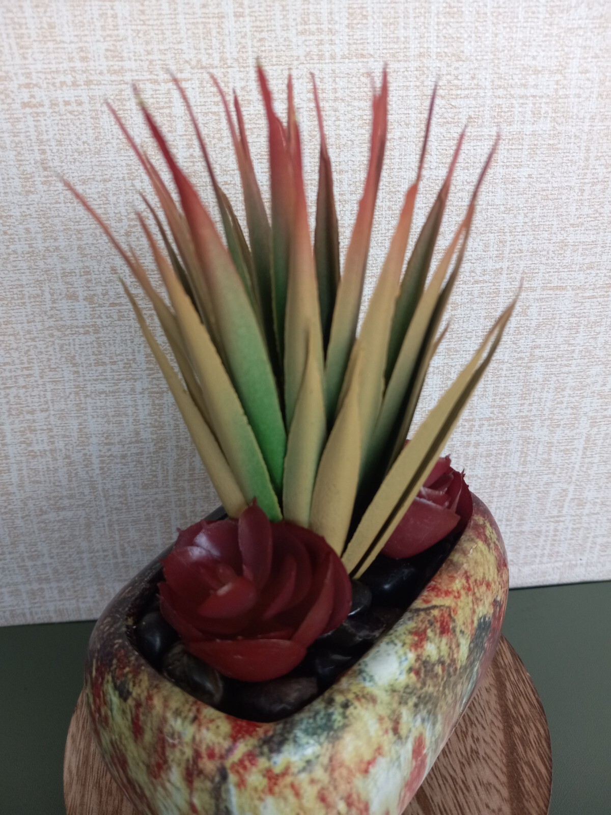Faux Chic Minimalistic Designed Succulent Plant in Multicolor Ceramic Pot
