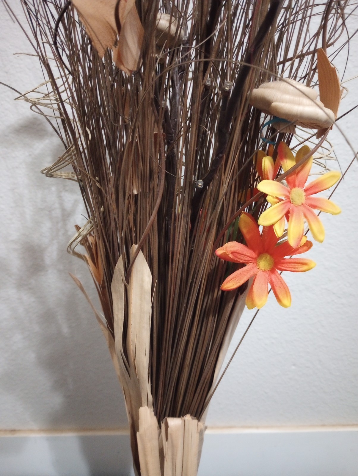 35″ Artificial Floor Arrangements Natural Grass bouquet in vase, with Lights