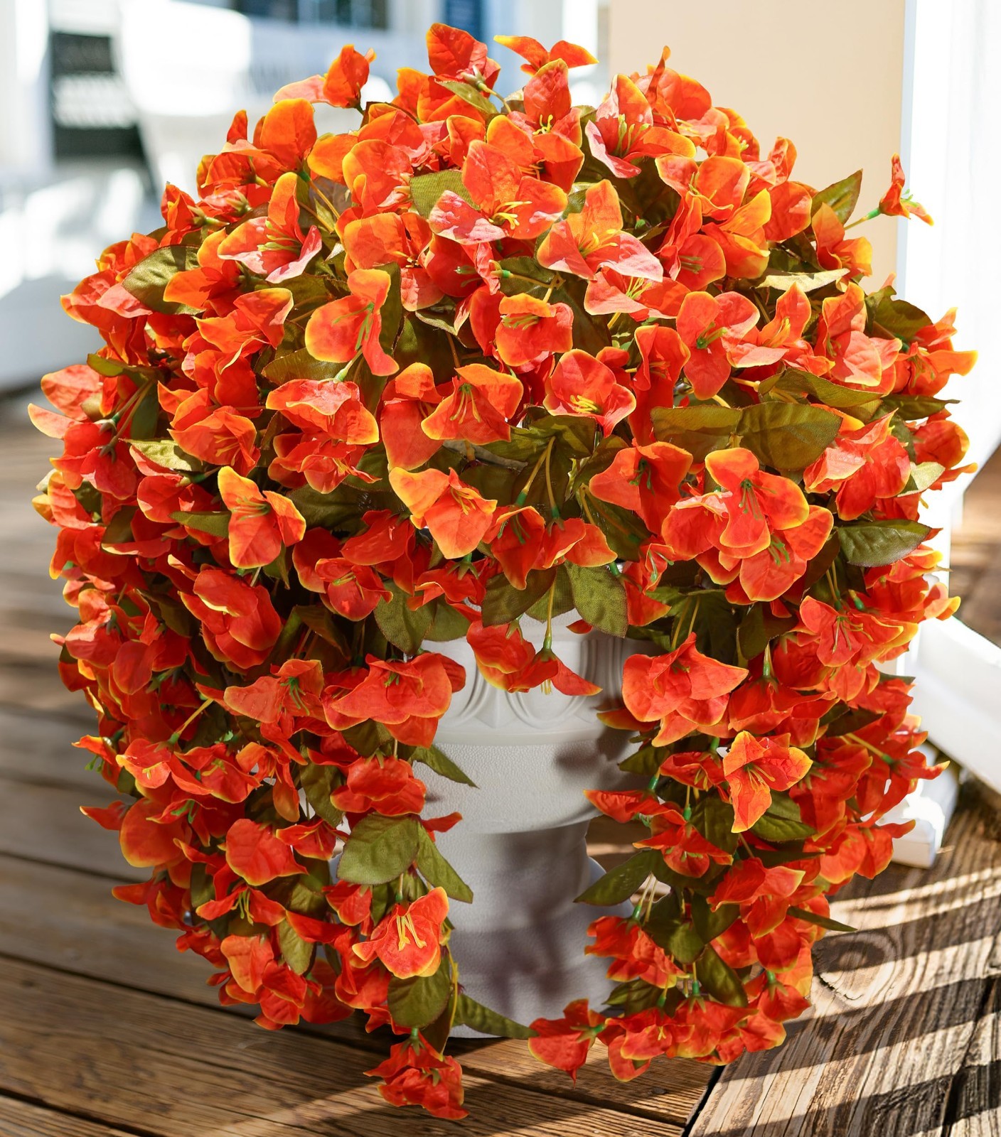 2 Pcs UV Resistant Bougainvillea Faux Silk Flowers – Long Trailing Vines for Out